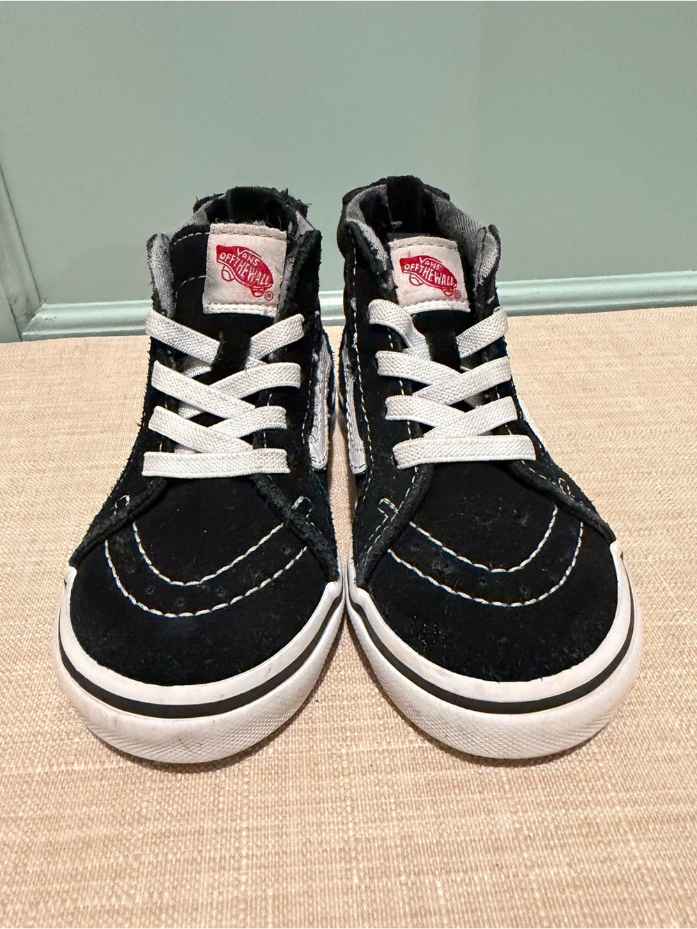 Vans Black with White Kids High-Top Sneakers - Size 7.5 toddler